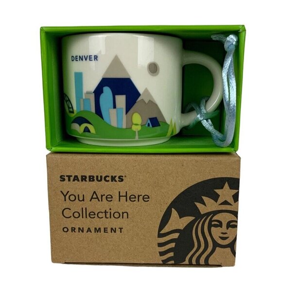 Starbucks Denver Mini Coffee Cup Christmas Ornament 2 Oz You Are Here Collection - Picture 5 of 7